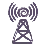 radio tower with cake roll swirl icon