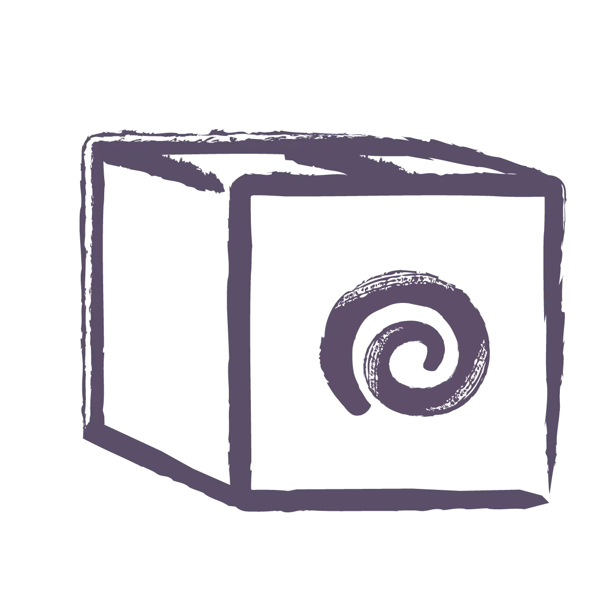 shipping box with cake roll swirl icon