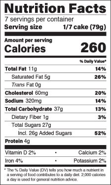 Carrot Cake Cake Roll Nutrition Facts Panel