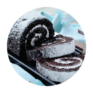 Featured Flavor - Joyful Traditions Chocolate Creme Cake Roll with two slices