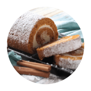 Featured Flavor - Joyful Traditions Pumpkin cake roll with two slices