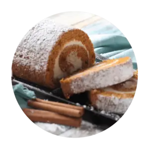 Featured Flavor - Joyful Traditions Pumpkin cake roll with two slices