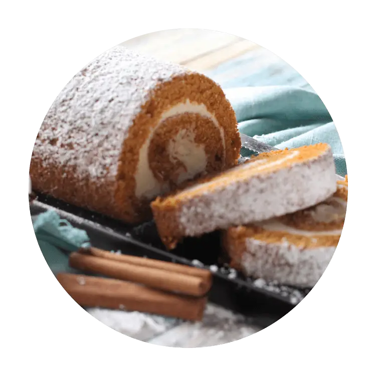 Featured Flavor - Joyful Traditions Pumpkin cake roll with two slices