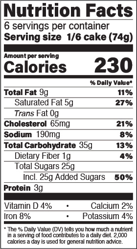 Chocolate Crème nutrition facts panel