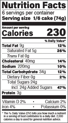 Lemon Crème nutrition facts panel