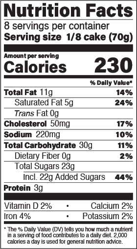 Strawberry Cheesecake nutrition facts panel